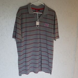 Great Britain men's size large striped polo shirt, New